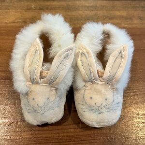 Vintage Baby Newborn Girl's Girls Crib Shoes Booties Rabbit Ears Rabbit Fur Pink